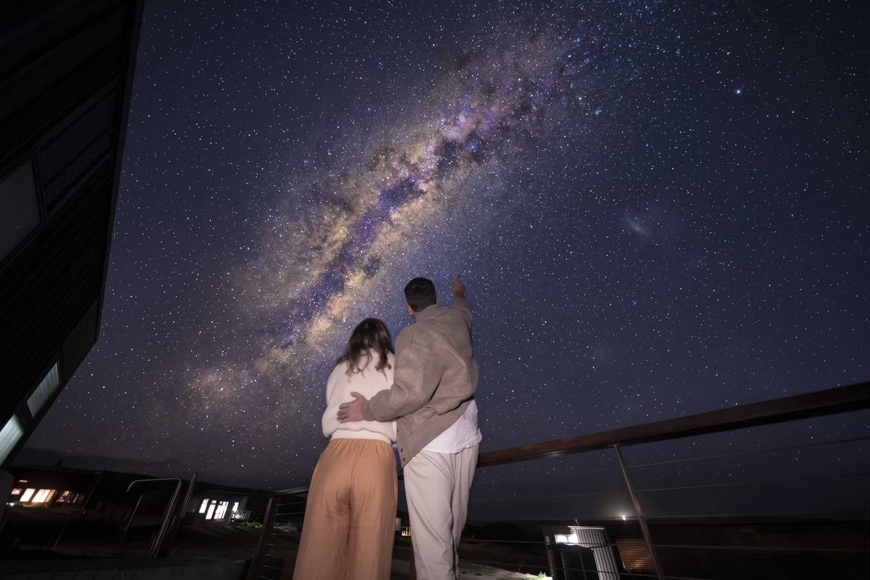 Stargazing from an AUTRA cabin deck, Barossa Valley